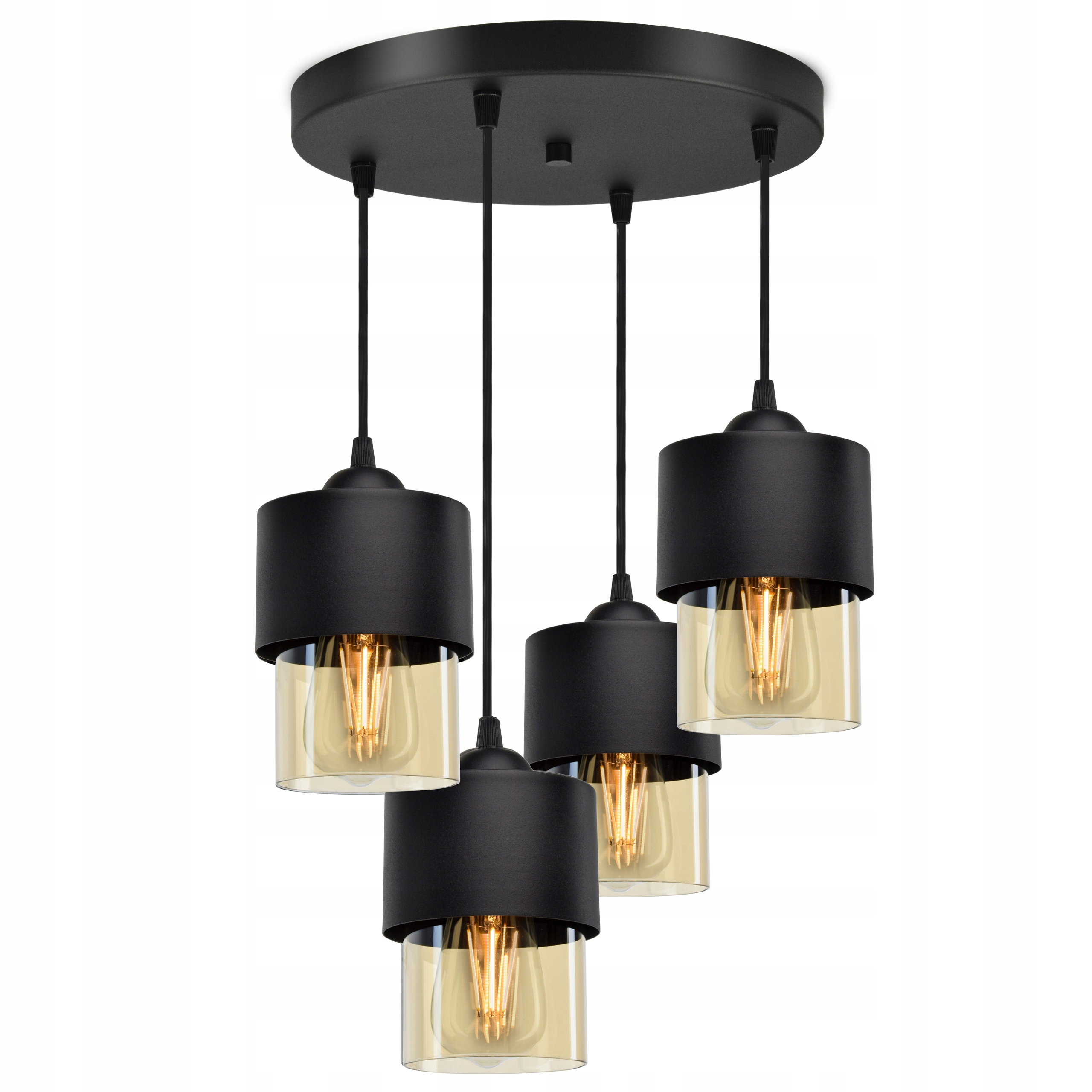 

Lampa Wisząca Żyrandol Klosze Metal Szkło Miód Led