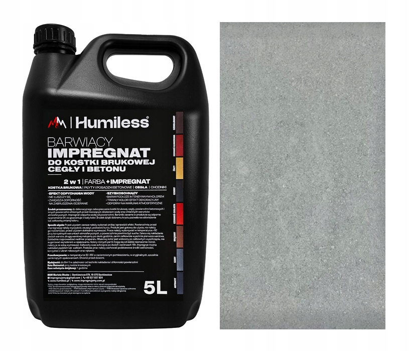 Barwiący Impregnat farba do kostki brukowej i el. z Betonu 5l jasny szary