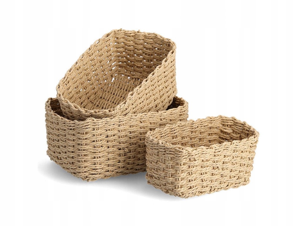 Úložné košíky, 3 kusy, béžová barva