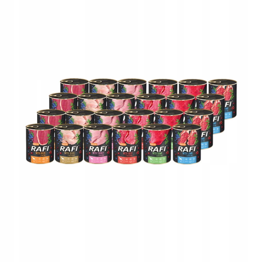 Rafi Vlhké Krmivo pro psy Mix 6 příchutí Sada 24x400 g