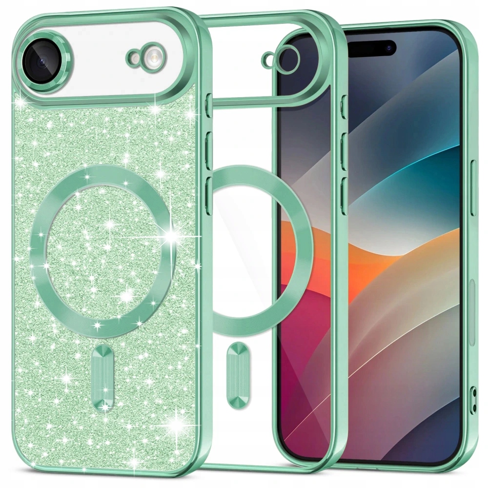 Techsuit Luxury Glitter MagSafe Etui na iPhone 17 Air jasnozielone