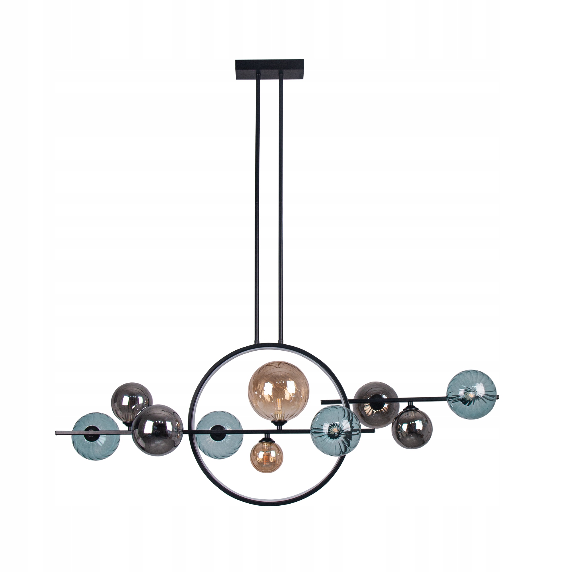 Stropná lampa Závesná Lusterka Obývacia izba Čierna 10 Sklenené gule Led Ring