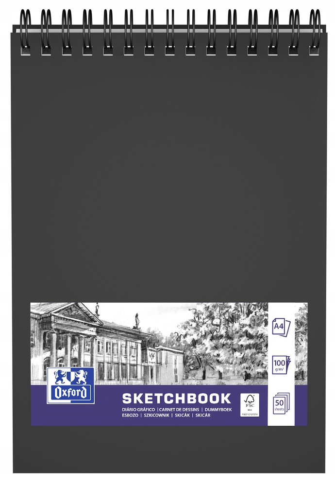 OXFORD SZKICOWNIK A4 SKETCHBOOK SPIRALA 50k/100g