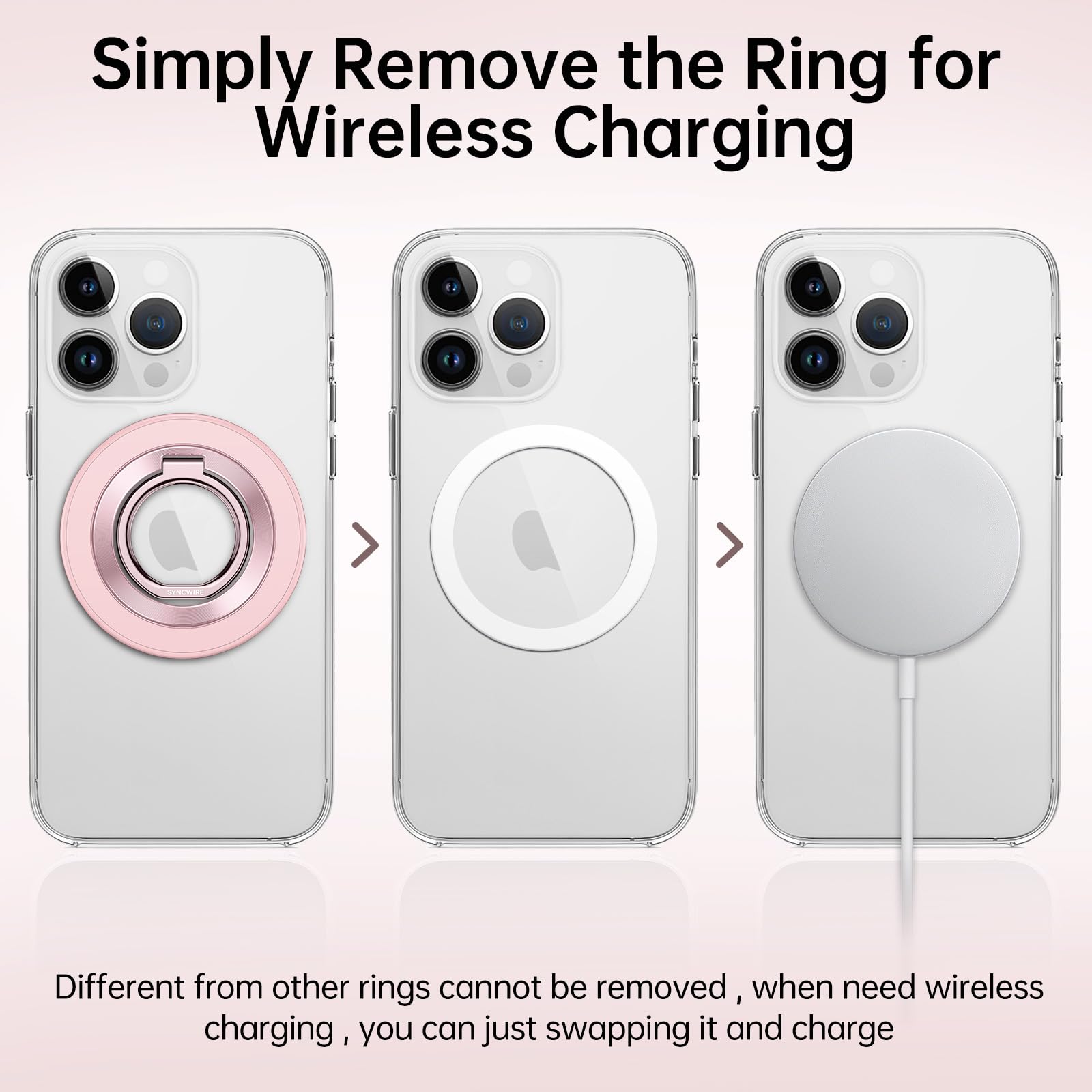 SYNCWIRE Magnetyczny uchwyt na telefon komórkowy do MagSafe Róż — miniatura 7