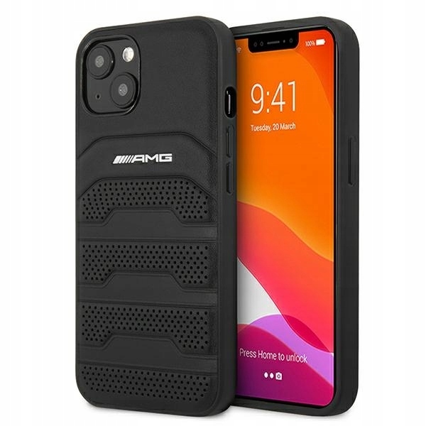 Amg AMHCP13SGSEBK pouzdro Kryt iPhone 13 mini 5,4" Černá Kůže Ražba