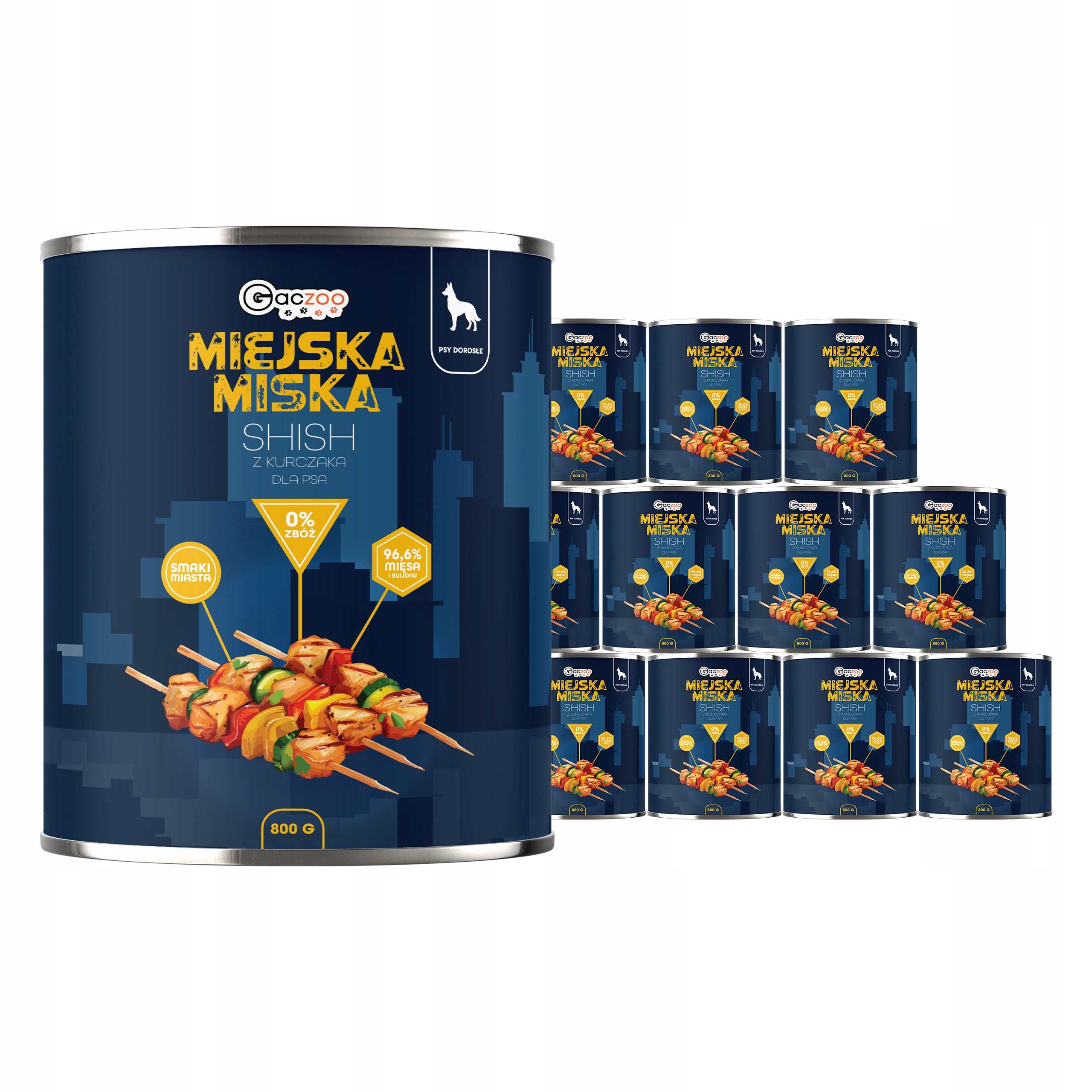 Levně Krmivo pro psy Městská miska Gaczoo Shish s kuřecím masem 12 x 800 g