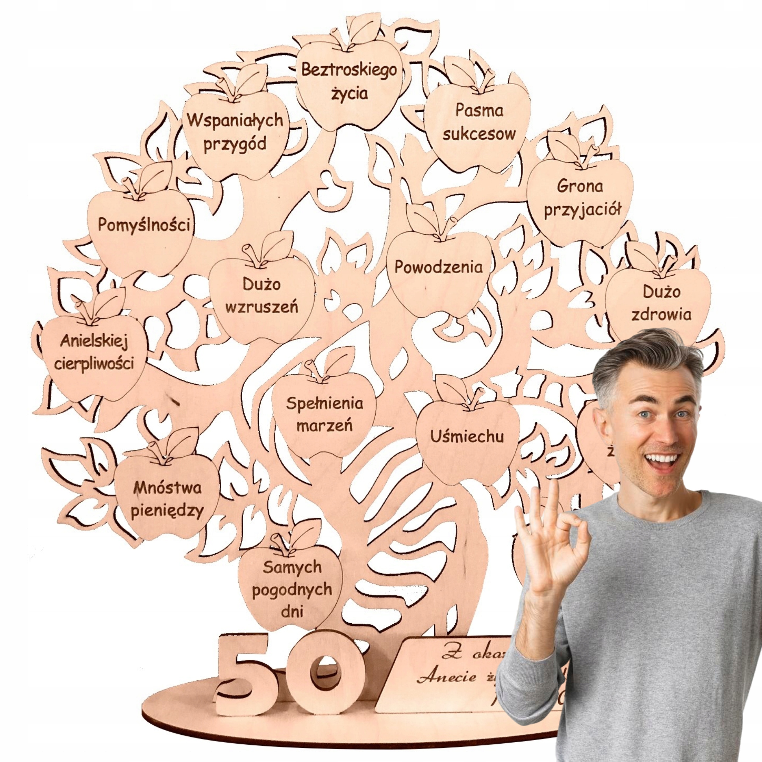 50. narozeniny, padesátka, strom, laserové gravírování