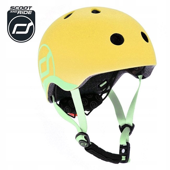 SCOOTANDRIDE Lemon ZESTAW HULAJNOGA i Jeździk 2w1 + KASK z LED XXS-S 1+ Koła Kauczukowe