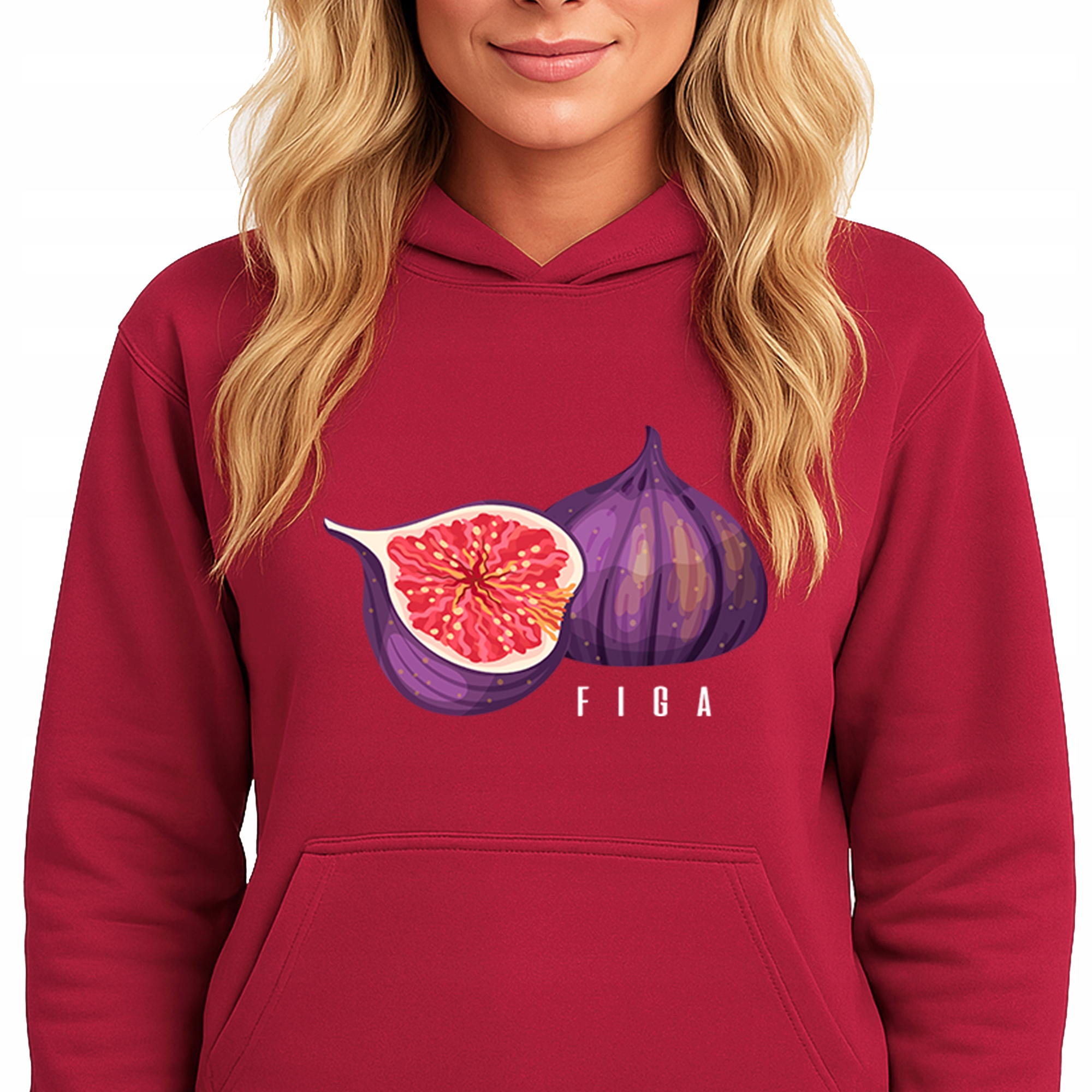 Mikina S Kapucí Červená Bavlněná mikina Módní Figa Velikost S