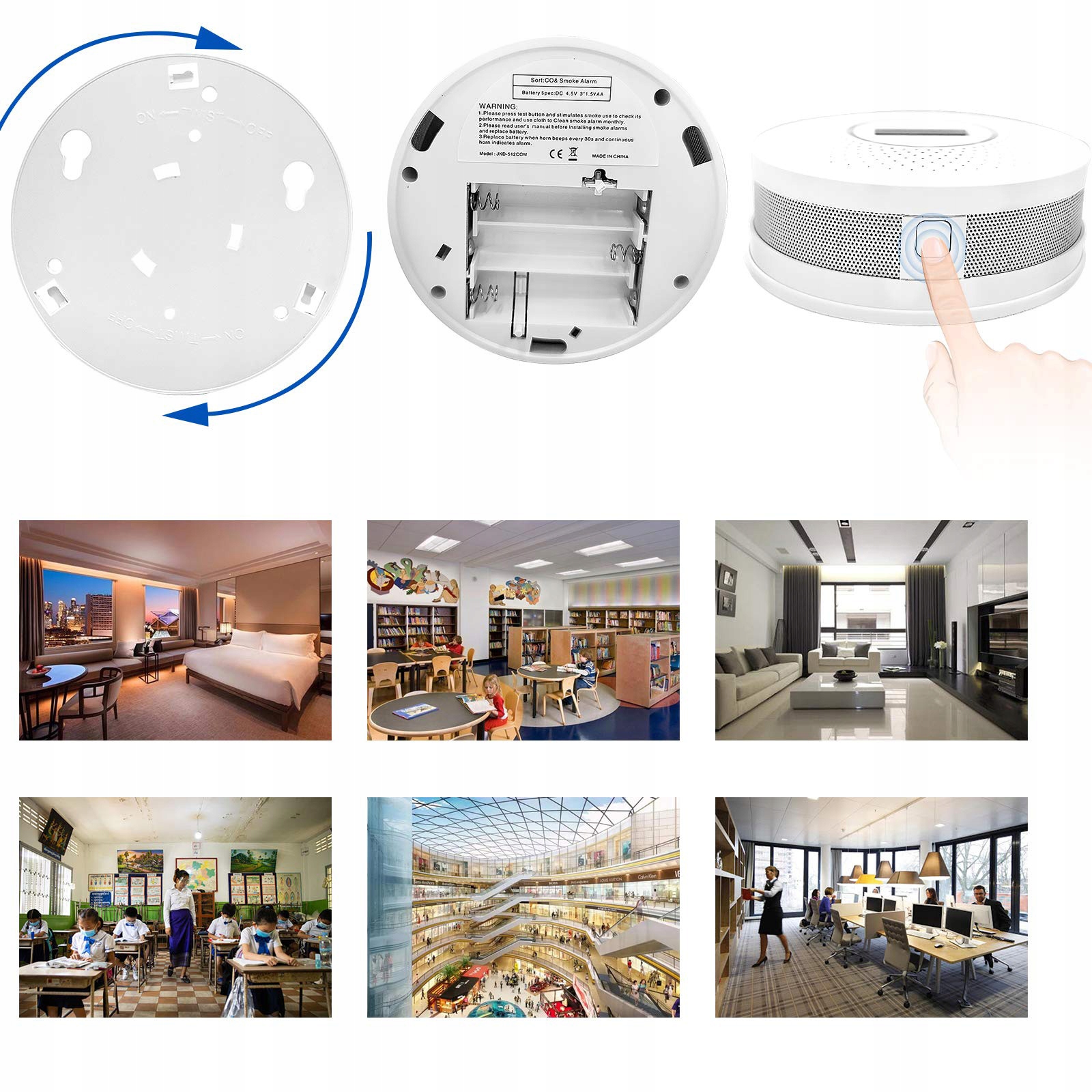 Czujnik czadu i dymu detektor tlenku węgla CO LCD RH-512COM CE Waga produktu z opakowaniem jednostkowym 0.25 kg