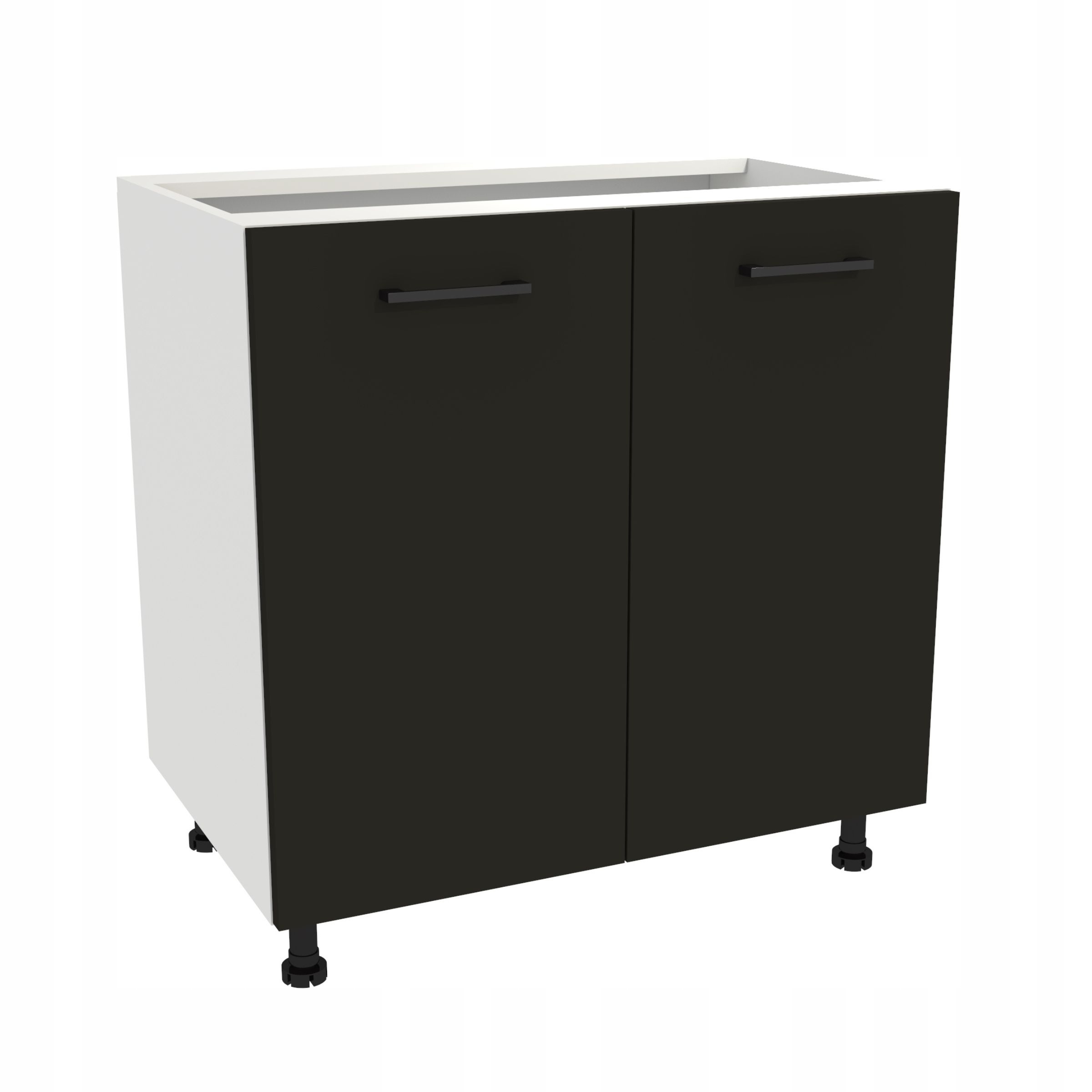 Dolní kuchyňská skříňka 80 Capri korpus Bílá přední strana Černá Mat