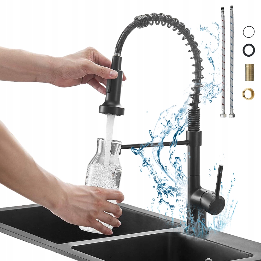 Kuchyňský Kohout Nerezová Ocel Regulace Teploty 44 CM G3/8 Do Dřezu