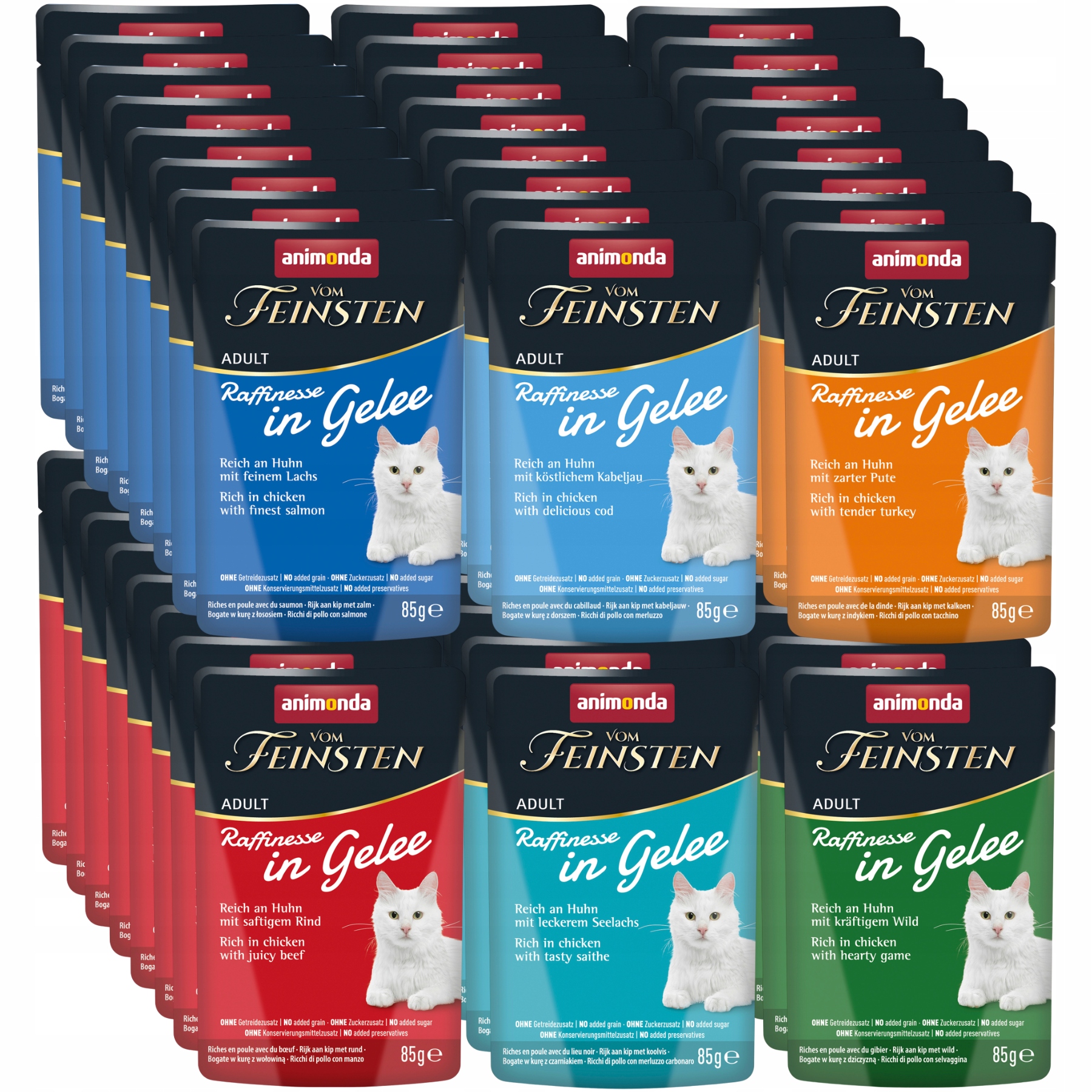 Animonda Kočka Raffinesse v želé 85g MIX 6 příchutí Set 48x85g