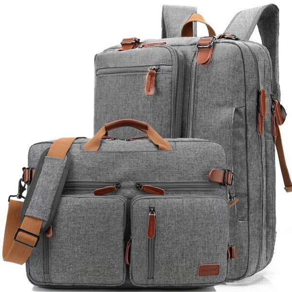 Mocna pojemna Torba/Plecak Coolbell na laptopa 17,3" CB-5005 szaro-brązowy