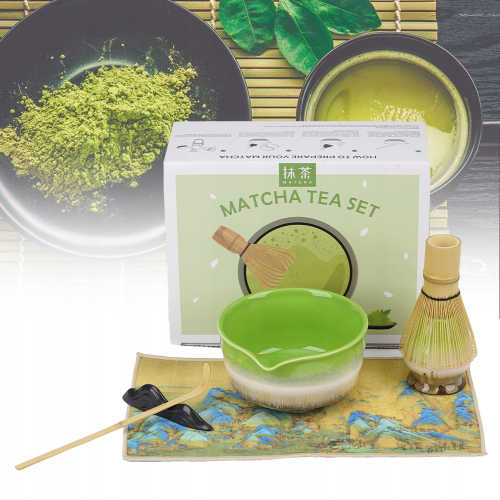 Kompletní Sada Pro Matcha S Antikapkovou Výlevkou A Příslušenstvím, Zelená