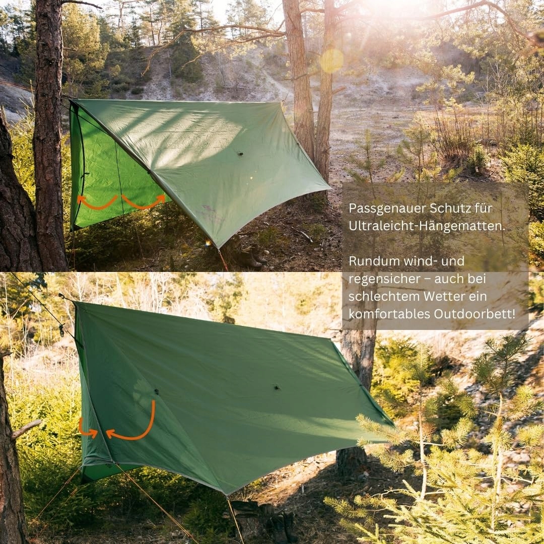 AMAZONAS Tarp Do Hamaka Ultralekki Z Ochroną Przed Wiatrem Na Kemping — miniatura 3