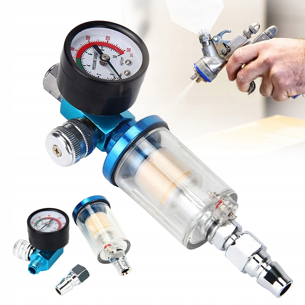 Reduktor Ciśnienia Filtr Powietrza Odwadniacz Regulator 1/4" Manometr