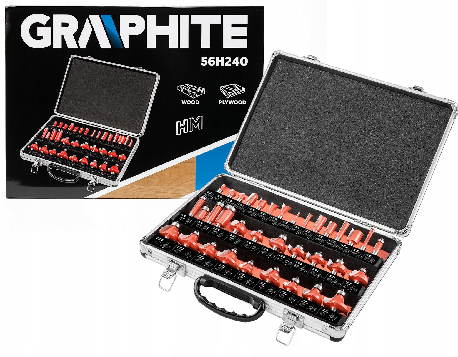 Hm frézy na dřevo, stopka 8 mm, sada v krabici 35 ks Graphite