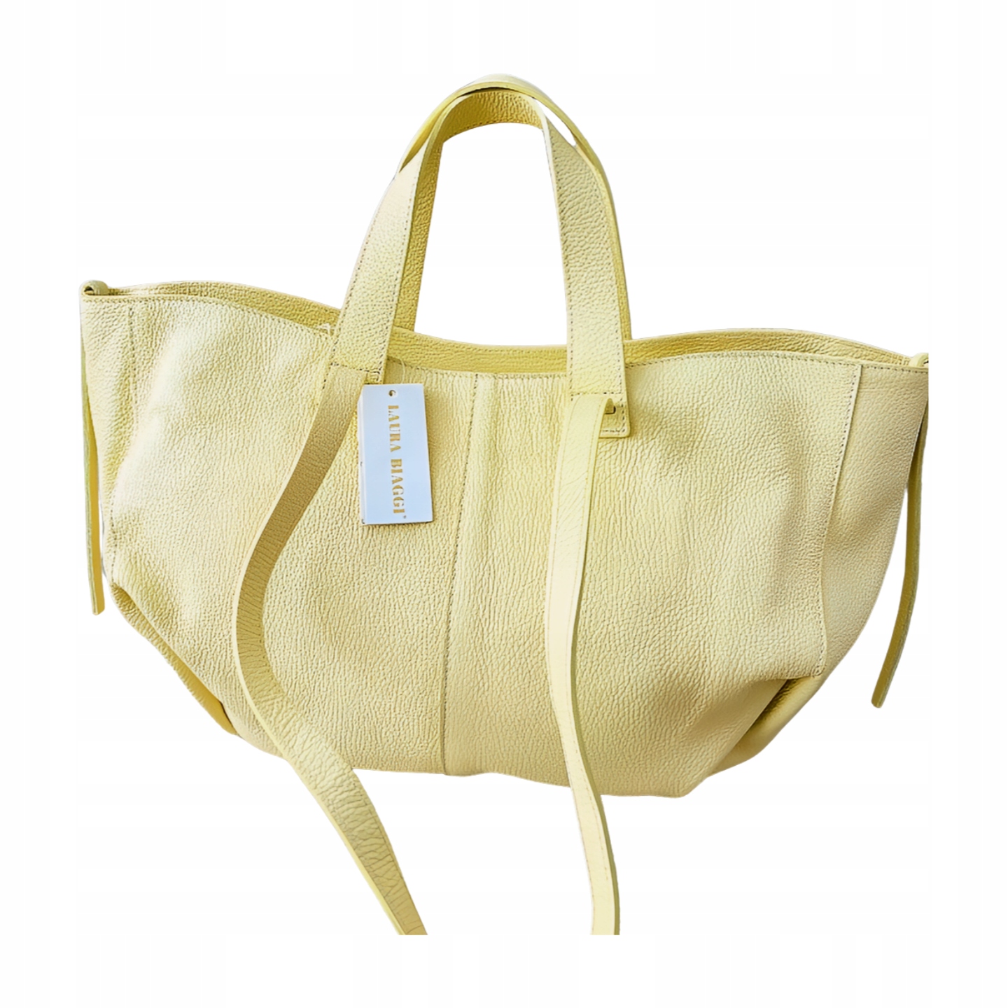 Laura Biaggi torba shopper skórzana żółta