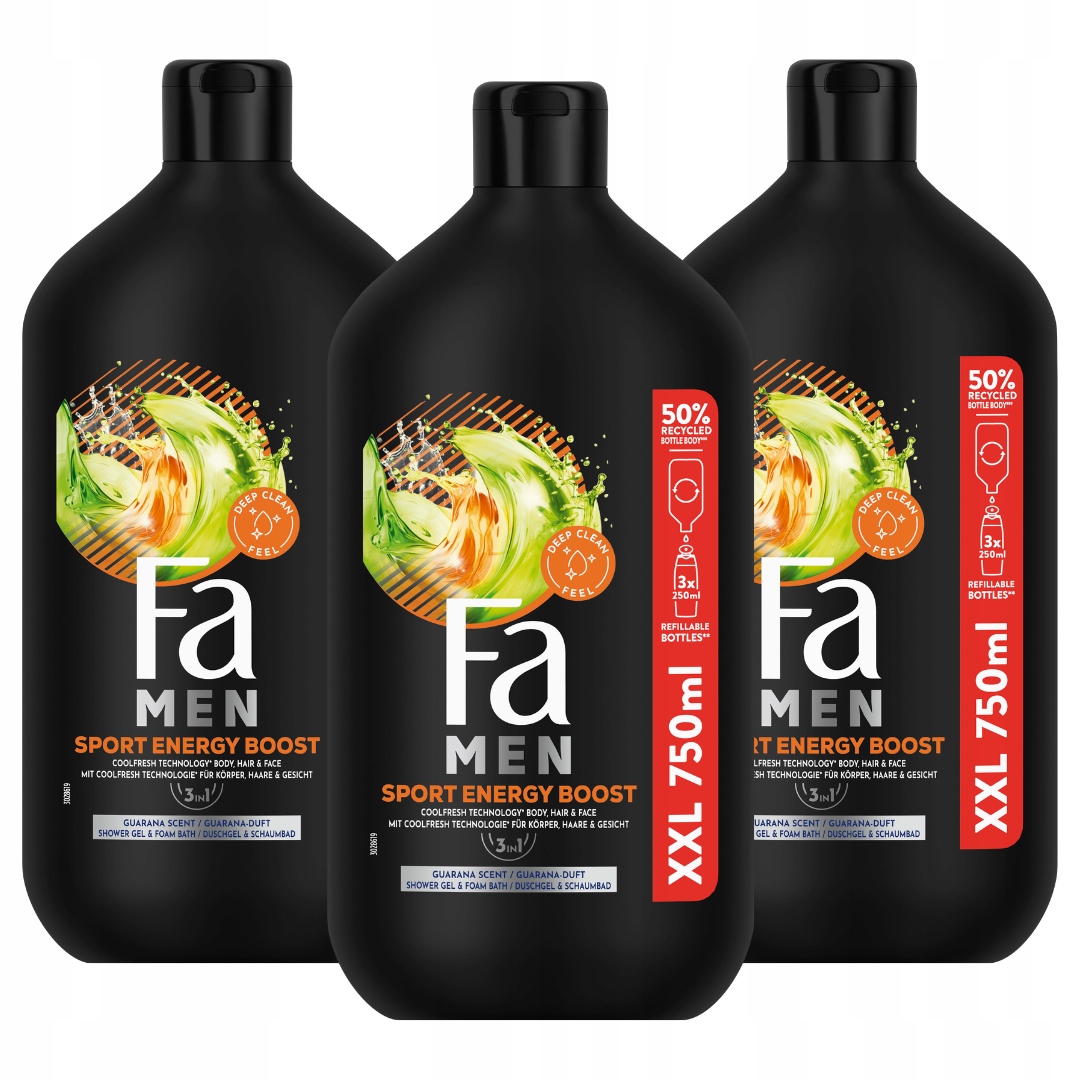Fa Men Xtreme Sport Energy Boost sprchový gel a do koupele 750 ml x3