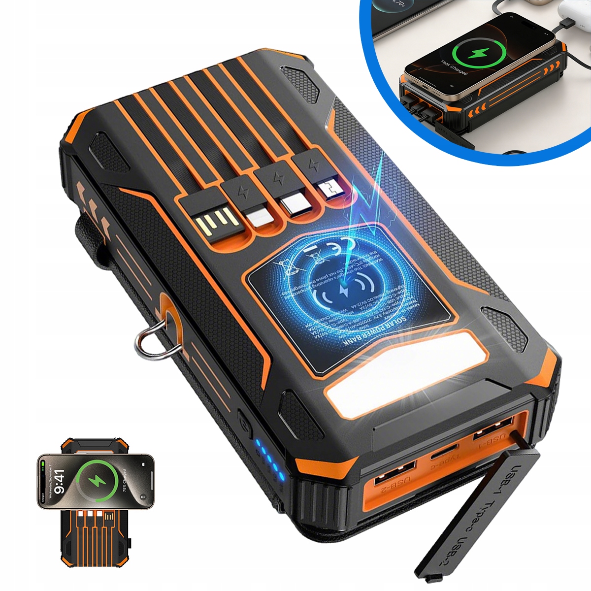 Powerbank Solarny 27000 mAh z Funkcją Ładowania Słonecznego
