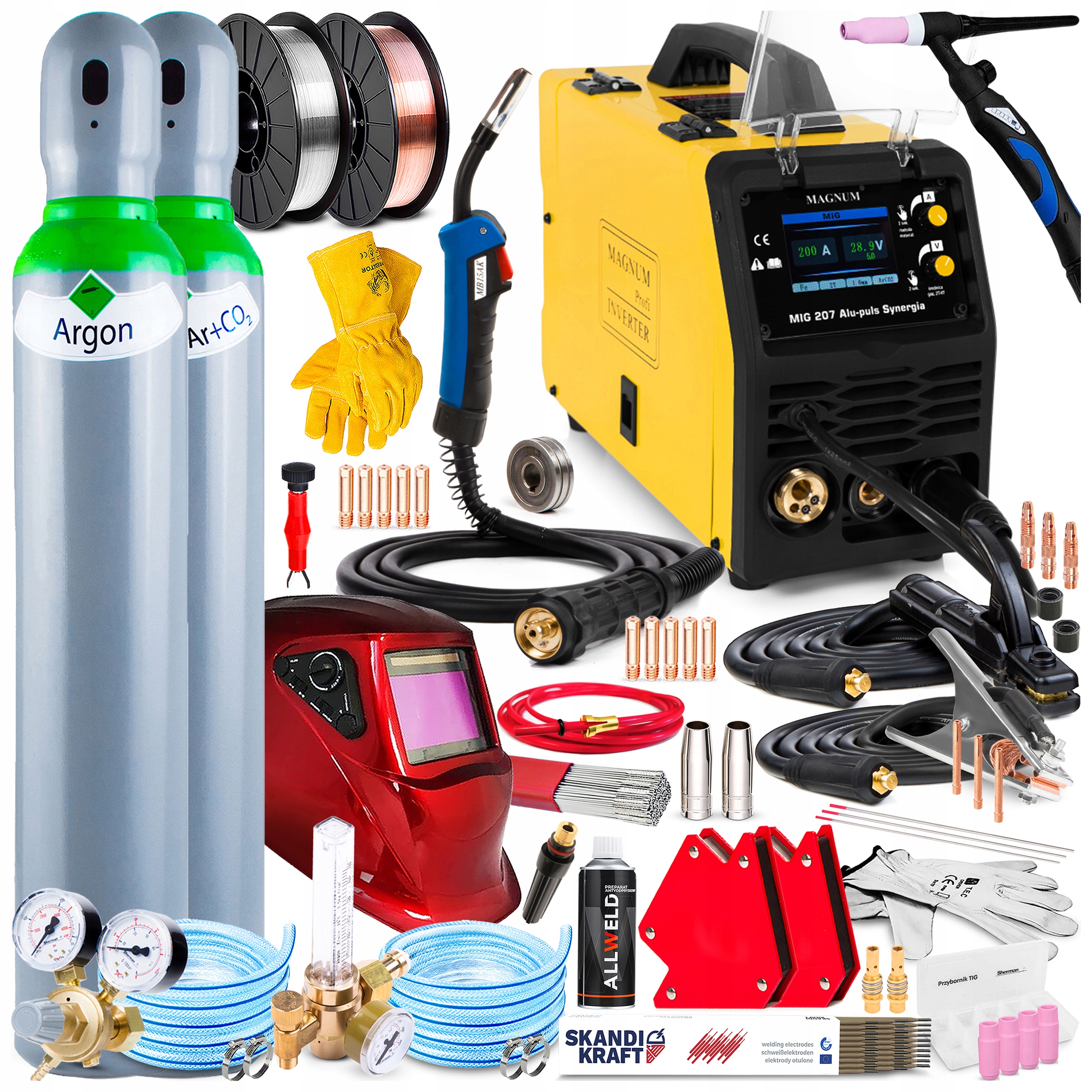 Poloautomatický Svařovací Stroj Magnum Mig 207 Hliníkový Puls Synergie Mma 230V 200A