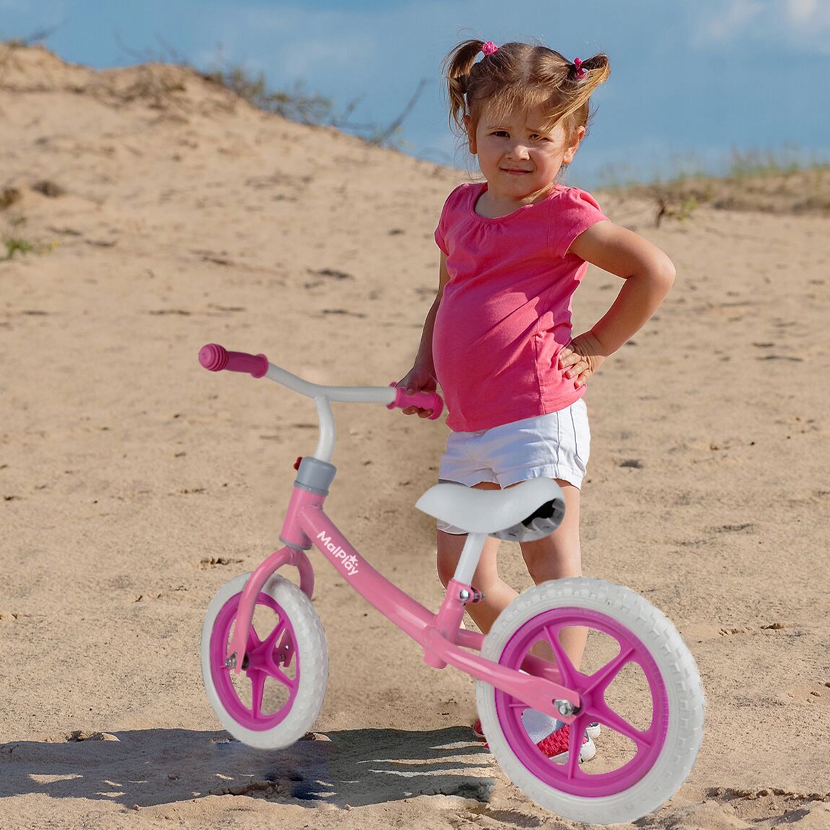 Rower Biegowy Dziecięcy 12" Koła EVA, Różowy, Stalowa Rama Marka bez marki