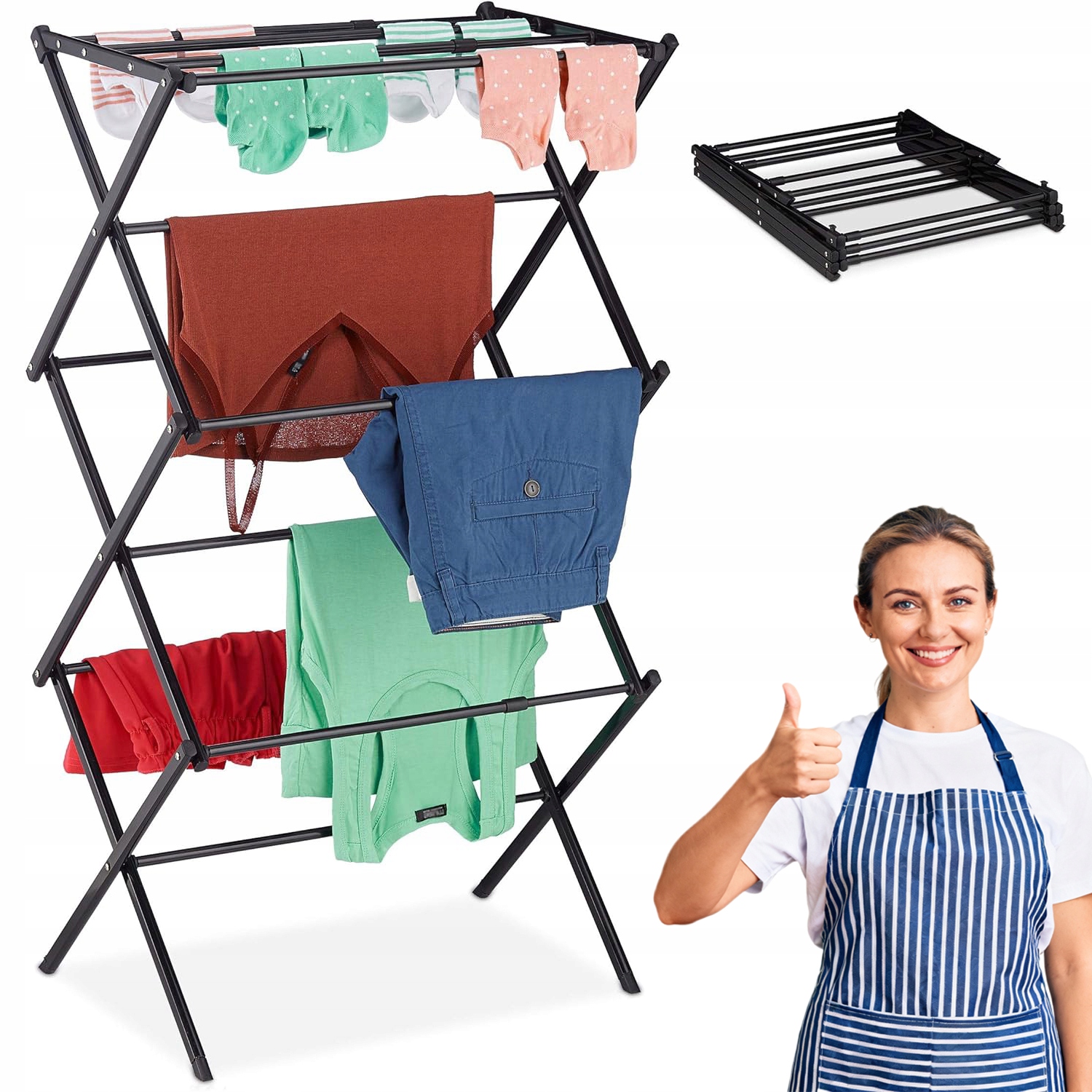 Levně Sušák Na Prádlo Kovový Skládací Úspora Místa Praktický