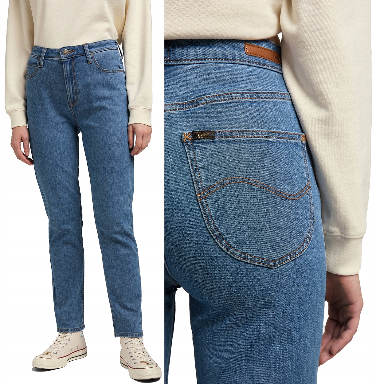 Lee Carol Light Stone Jednoduché Dámské Džínové Kalhoty Mom Jeans 7/8 W27 L33