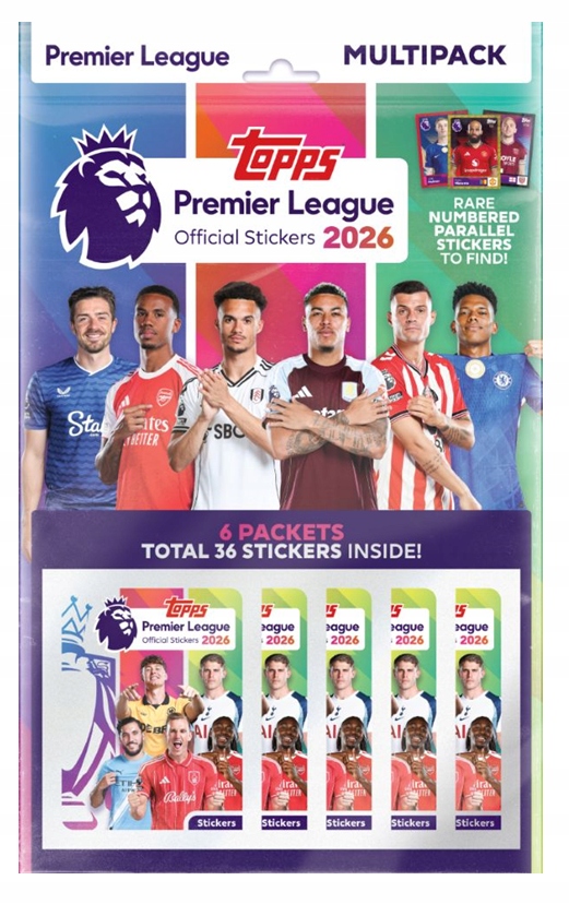 Topps Premier League 2026 Stickers Multipack Piłka Nożna 6 Saszetek