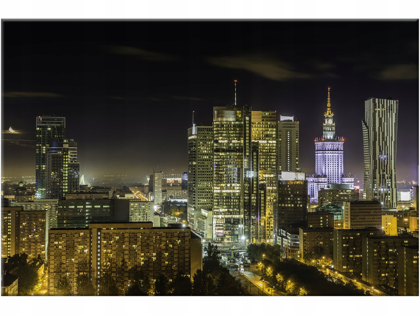 

Warszawa Nocą Panorama Miasta 120x80 Miasto Obraz