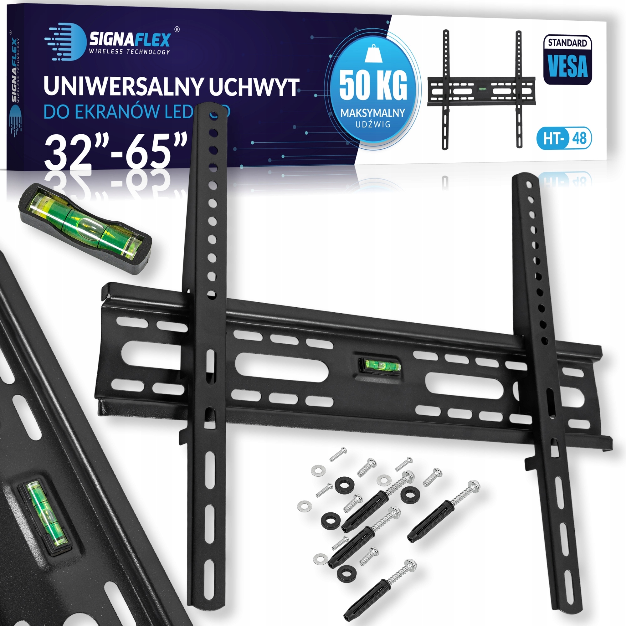 UNIWERSALNY MOCNY UCHWYT DO TELEWIZORA WIESZAK TV MONITORA 32-65" VESA