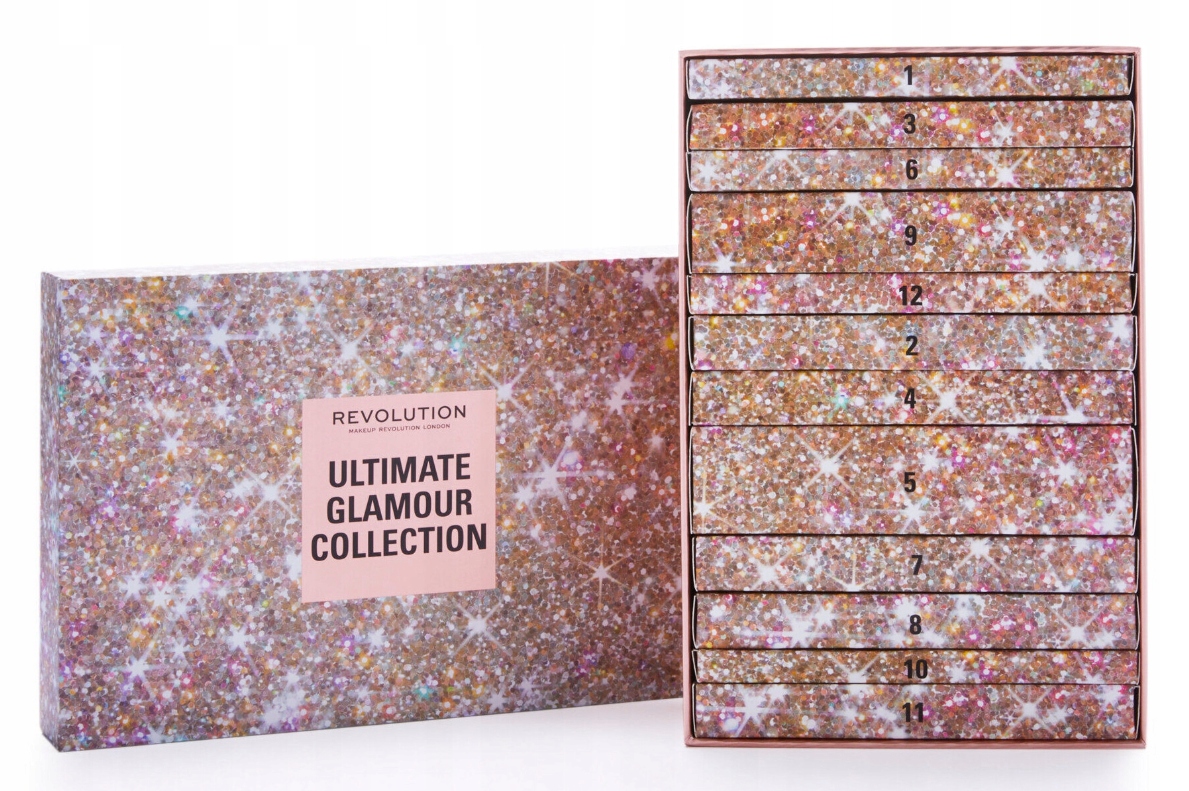 Адвент-календарь Makeup Revolution Ultimate Glamour, 24 средства для макияжа и аксессуары — фото 4