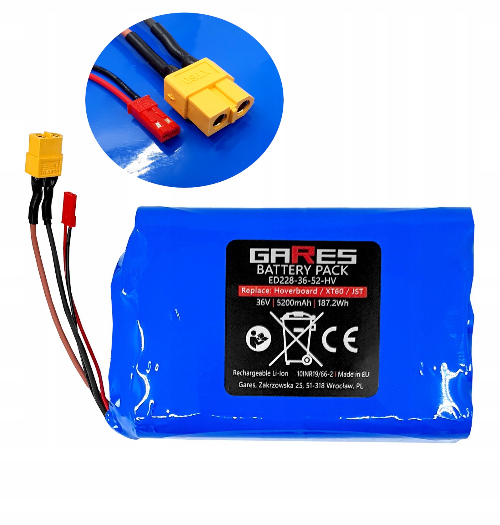 Bateria Akumulator do Deski Elektrycznej Hoverboard XT60 Jst 36V 5,2Ah