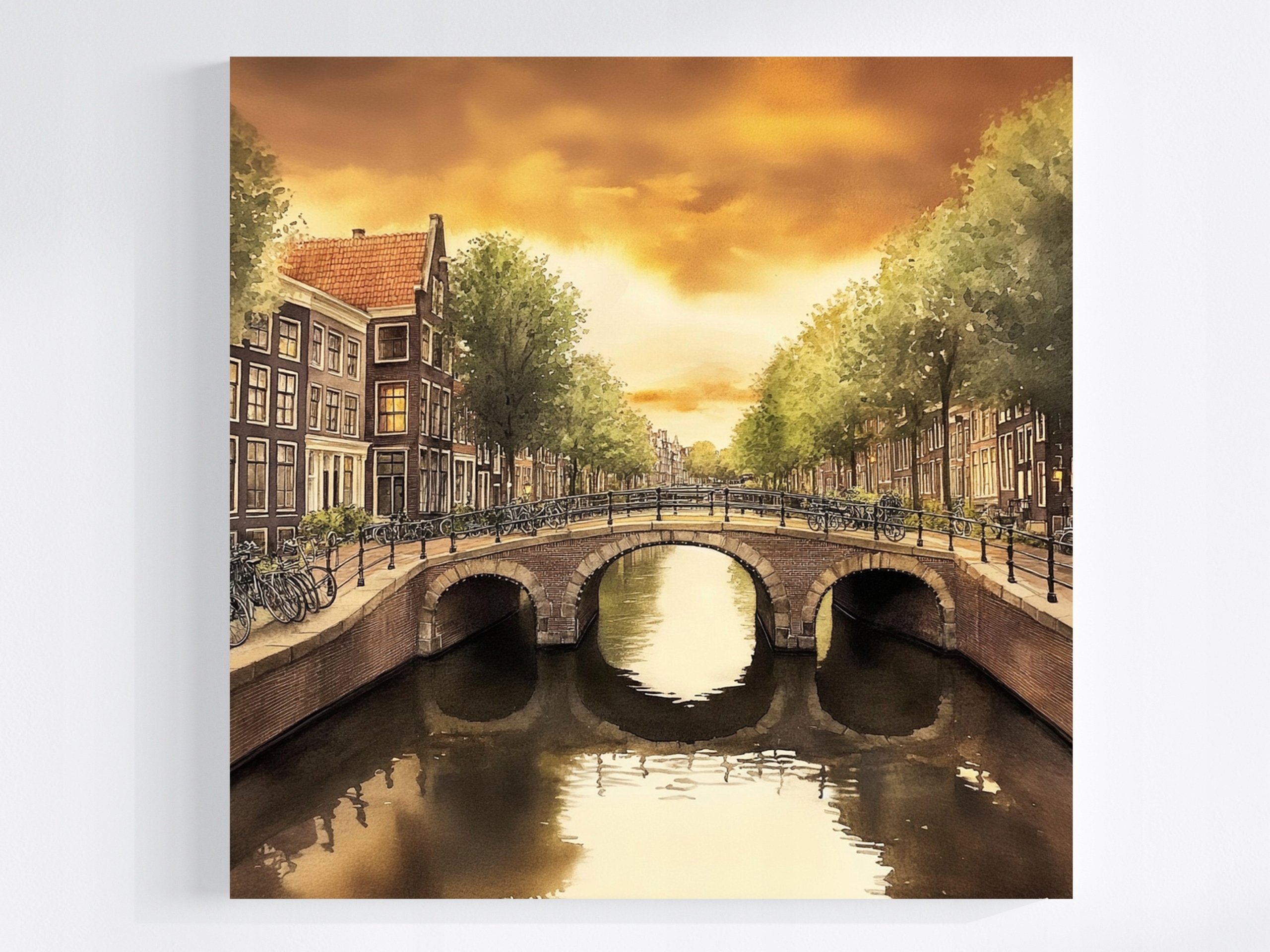 Obraz Na Plátně Canvas Město Nizozemsko Amsterdam Kanál Most Večer 60x60