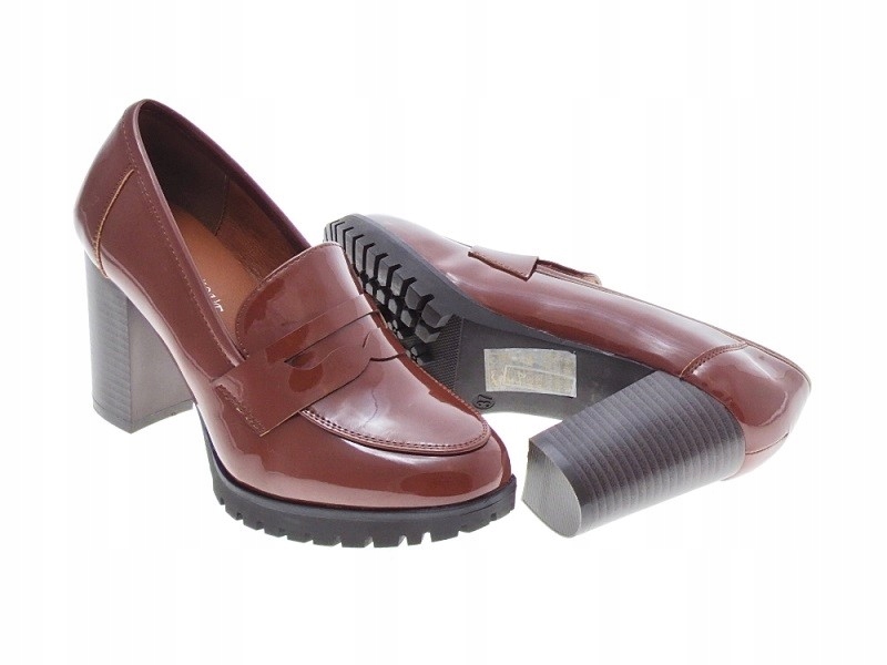 LAKIEROWANE PÓŁBUTY MOKASYNY NA SŁUPKU Camel r.36 Rozmiar 36