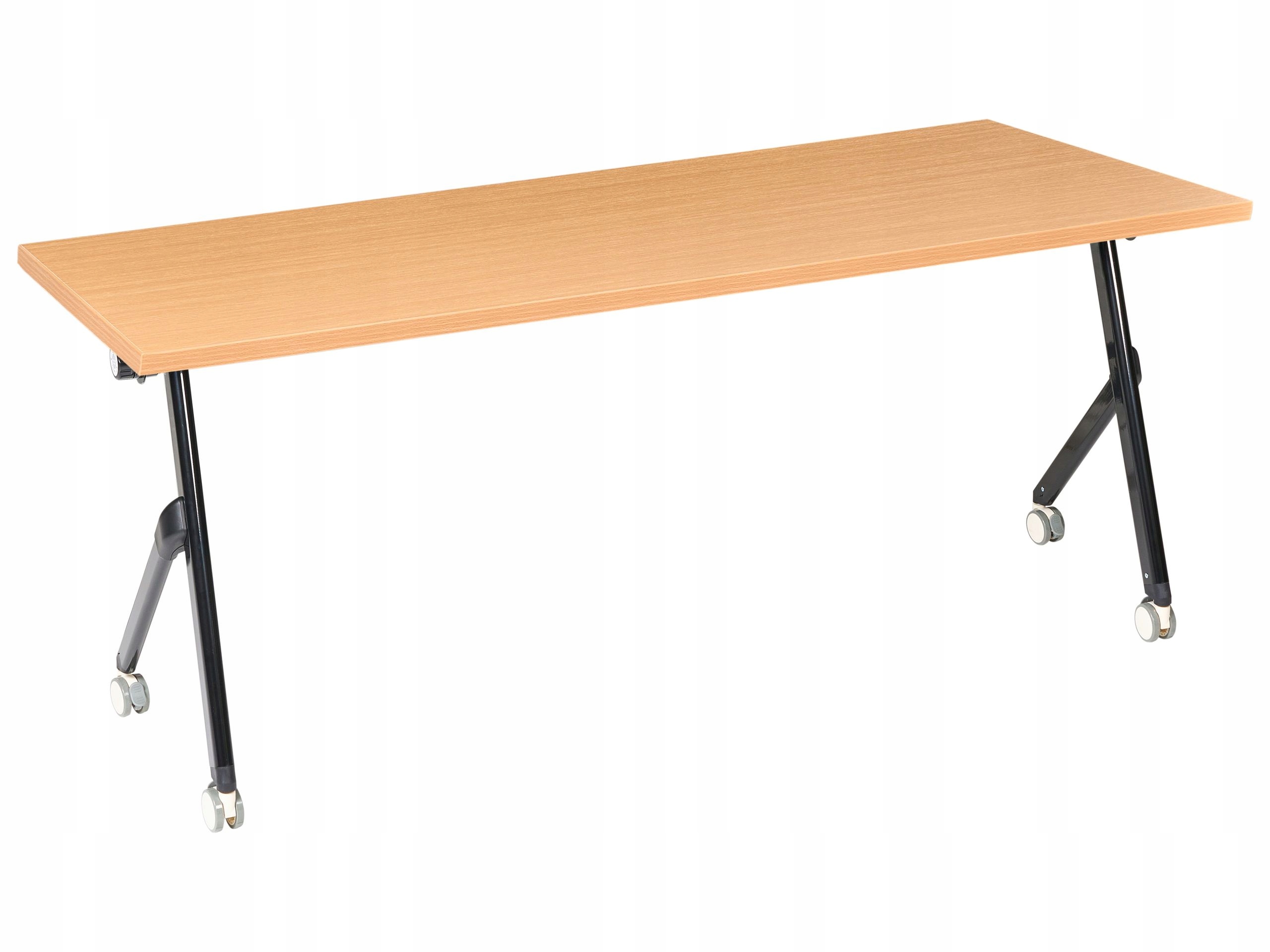 Biurko składane z kółkami 180 x 60 cm brązowe z czarnym