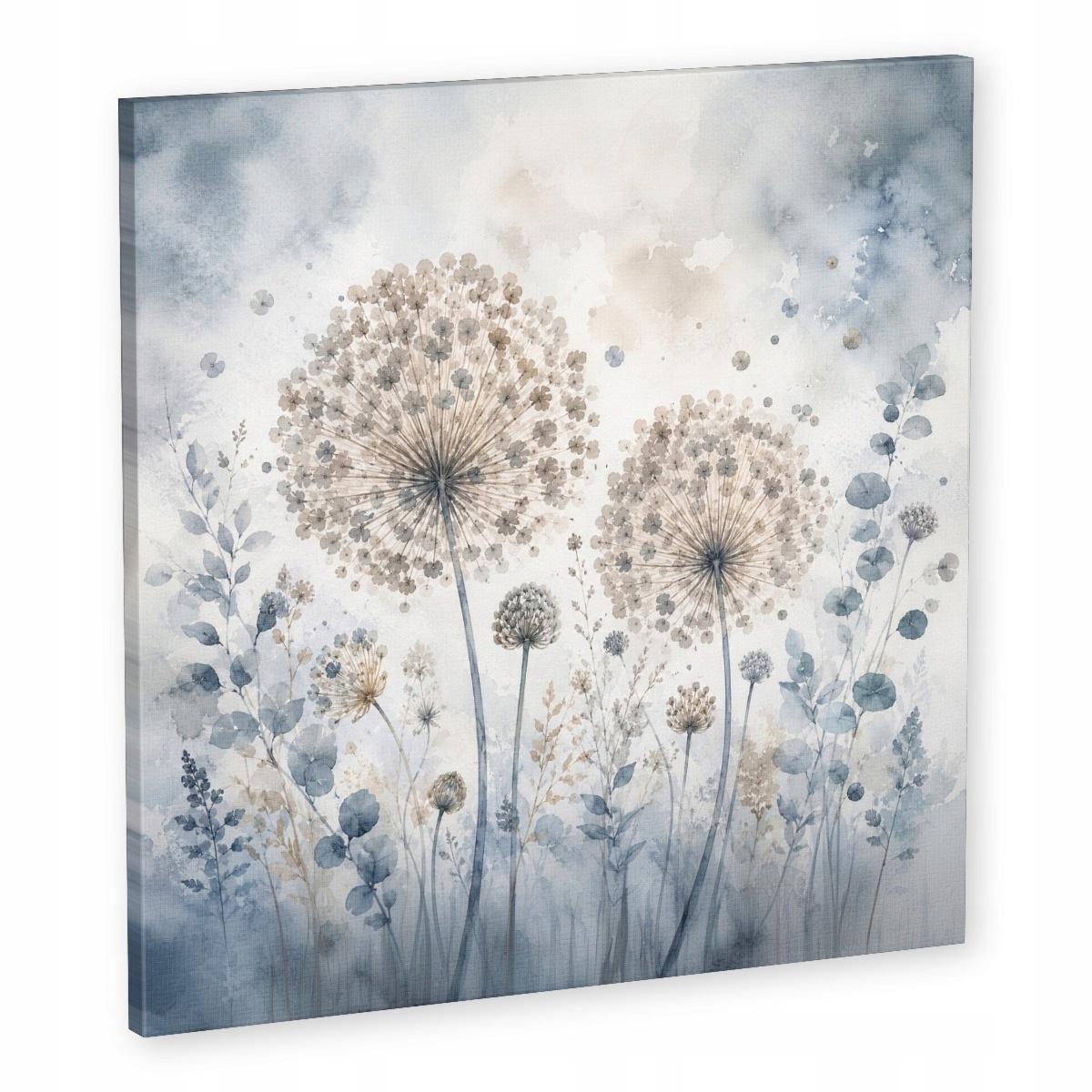 Obraz Na Plátně Canvas Akvarel Louka Květiny Česnek Eukalyptus Boho 60x60