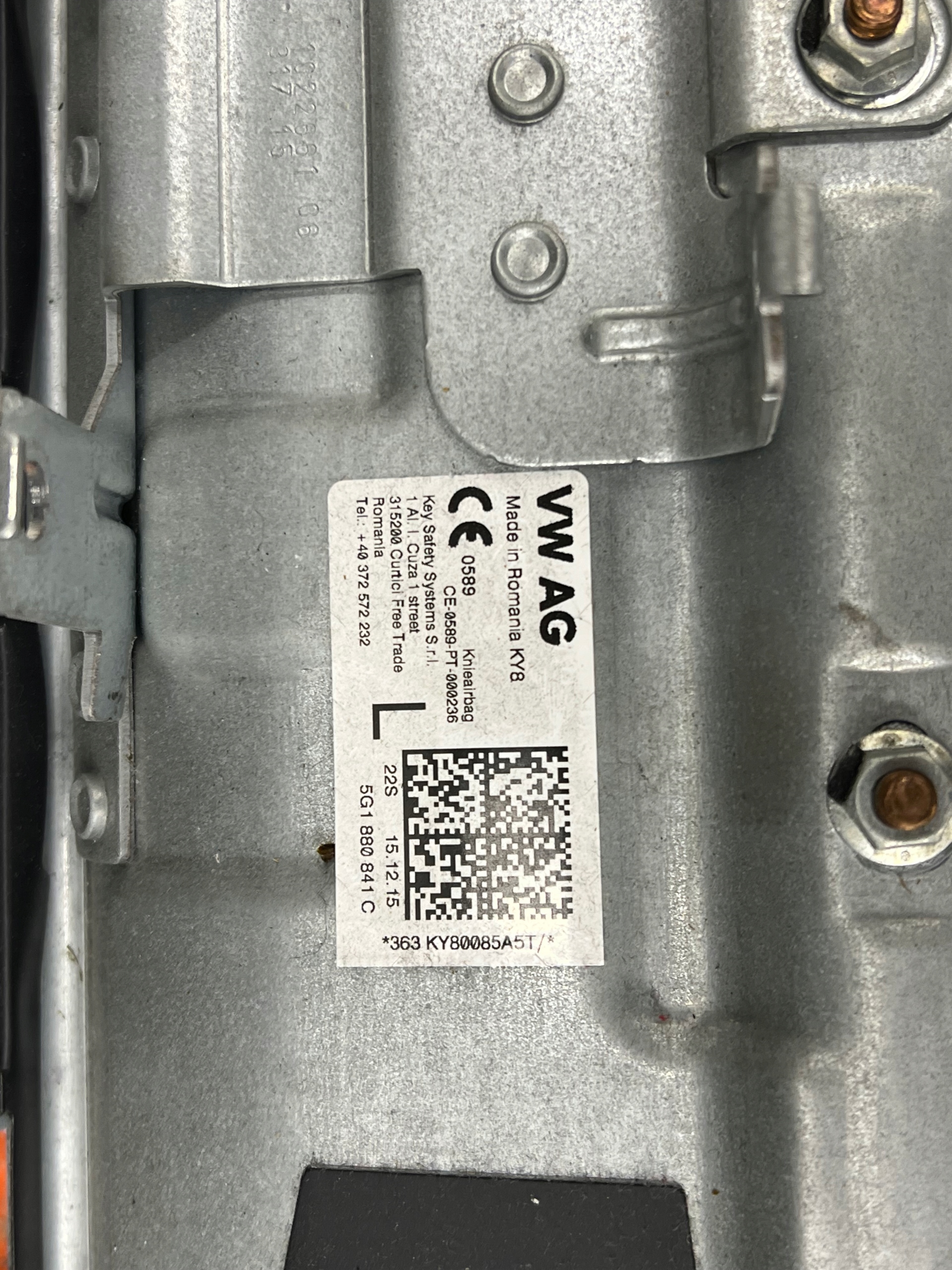 VW GOLF VII 7 console complete airbag WYSTRZELONA