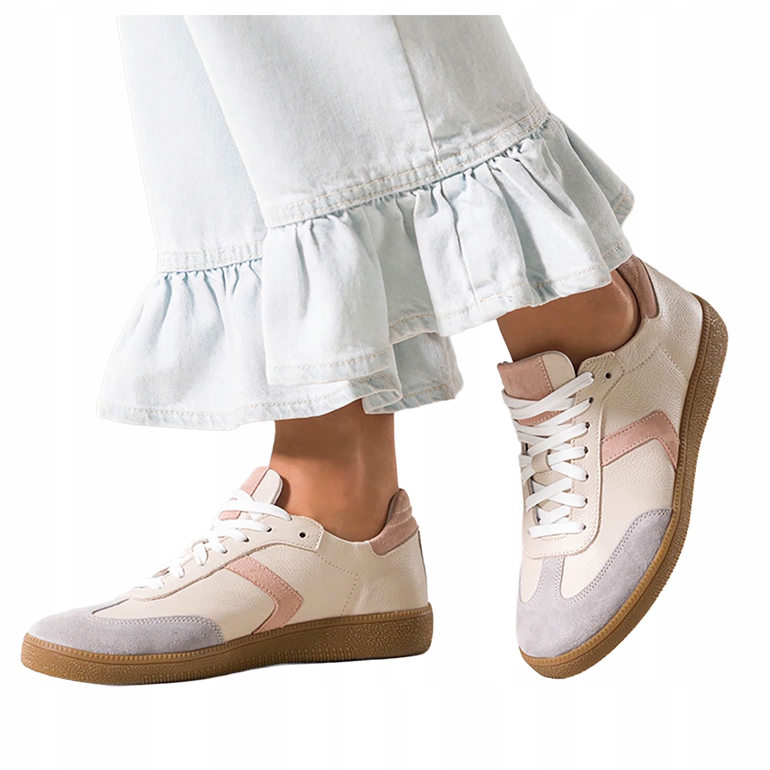 Sneakersy Béžové Dámské Kožené Sportovní Elastické Šněrovací Módní r 39