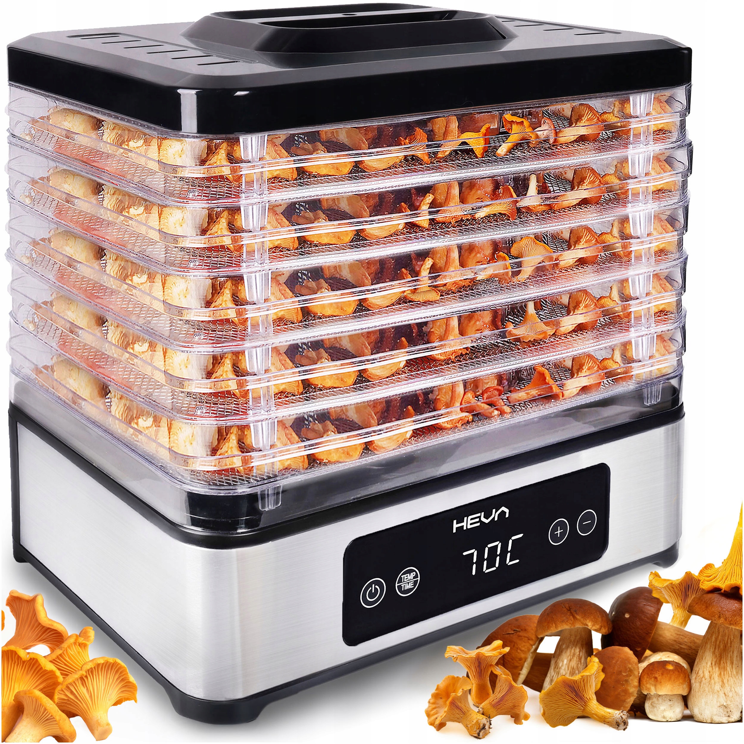 Suszarka do grzybów owoców 450W +timer Regulacja +6 Sit Ze Stali +Atest Pzh
