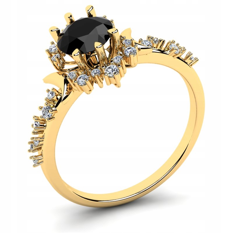 

Pierścionek Złoty Księżyce Z Czarną Cyrkonią