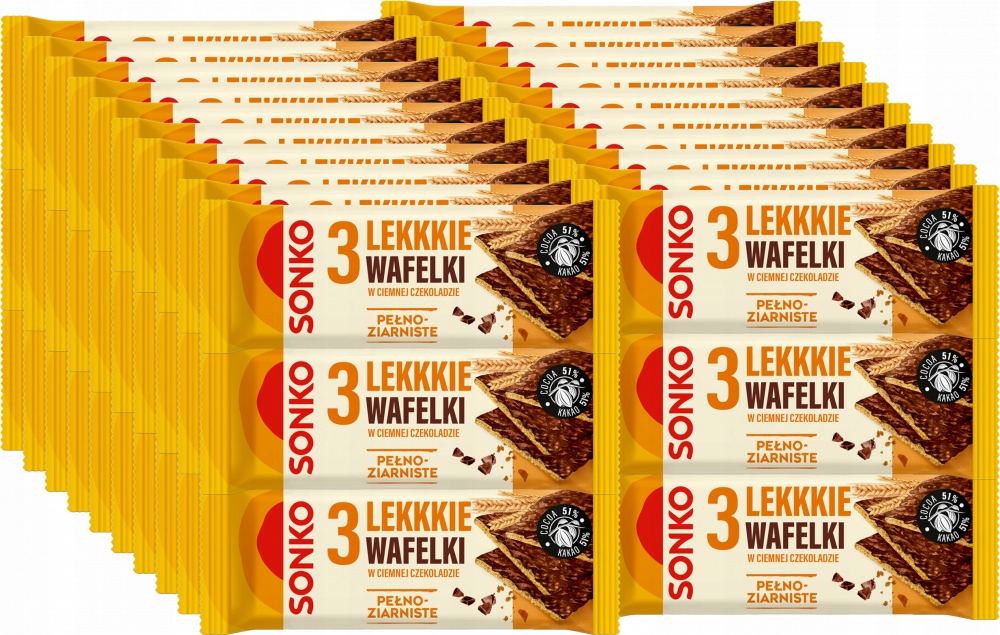 Sonko Lekkie Wafelki Pełnoziarniste Czekolada 36g x66