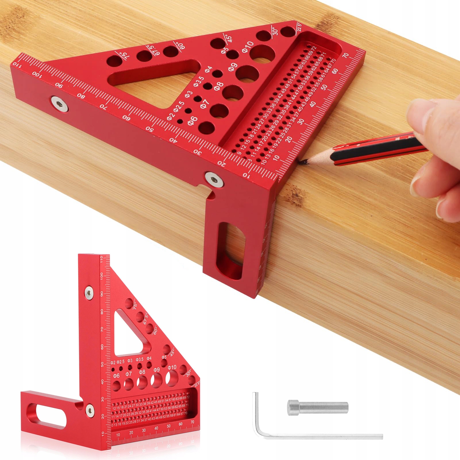Precyzyjny Kątownik Stolarski Do Pomiaru I Znakowania Drewna Wielofunkcyjny