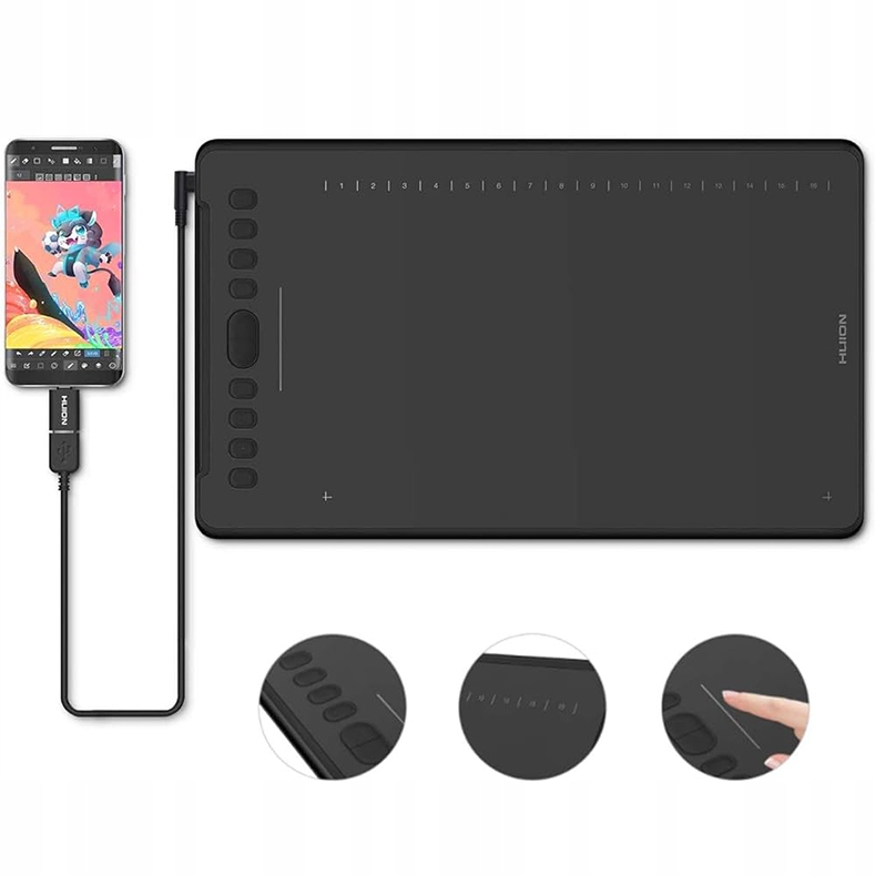 美品　ペンタブ　HUION モデル　H1161 HUION-描画用のデジタルタブレット,バッテリーなしのペン付き