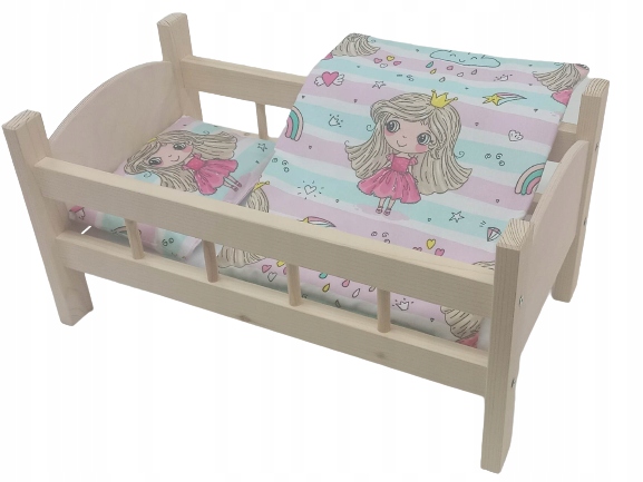 ŁÓŻECZKO DREWNIANE dla lalek DUŻE +POŚCIEL