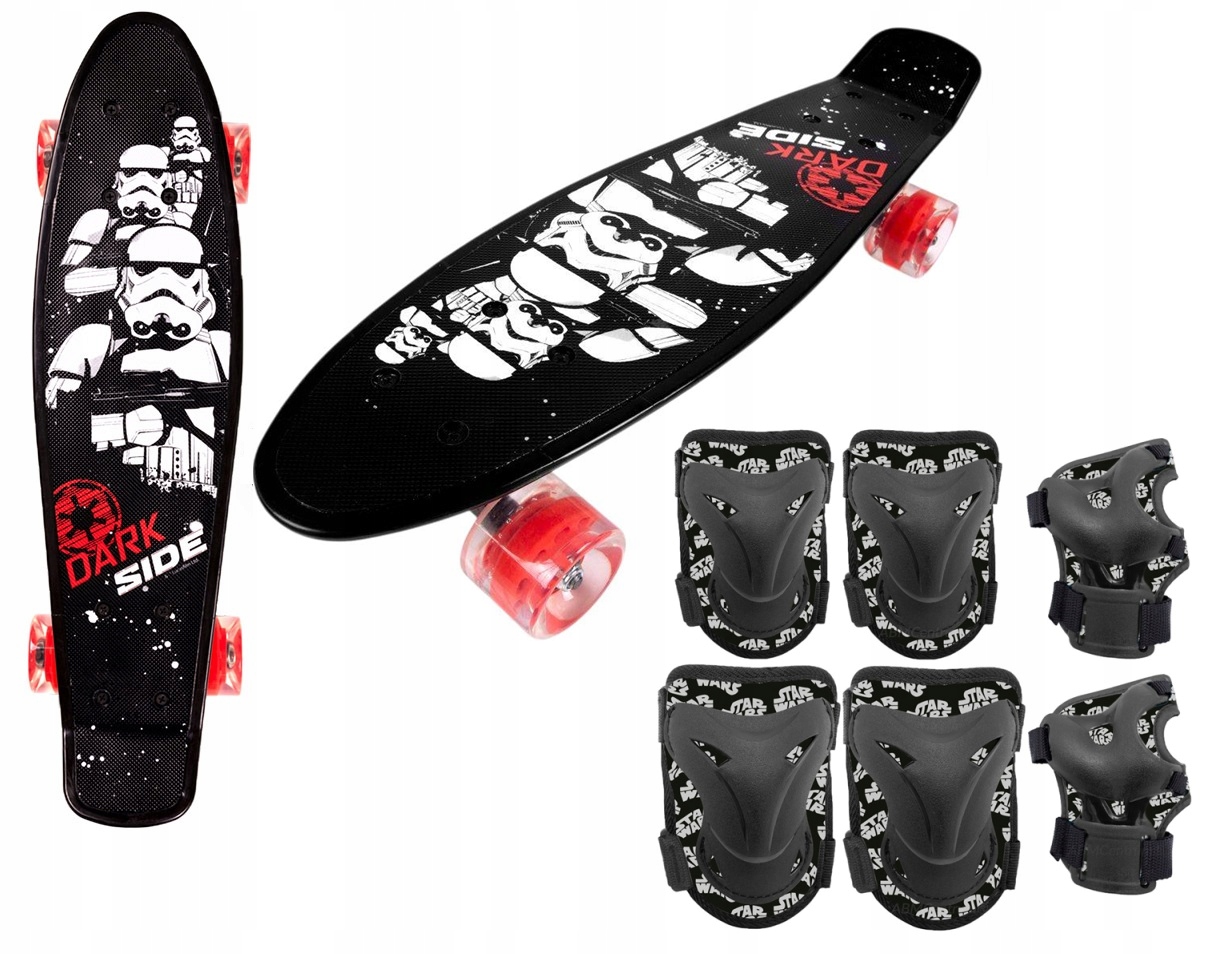 Deskorolka 55 cm fiszka 6x Ochraniacz na kolana łokcie nadgarstki Star Wars