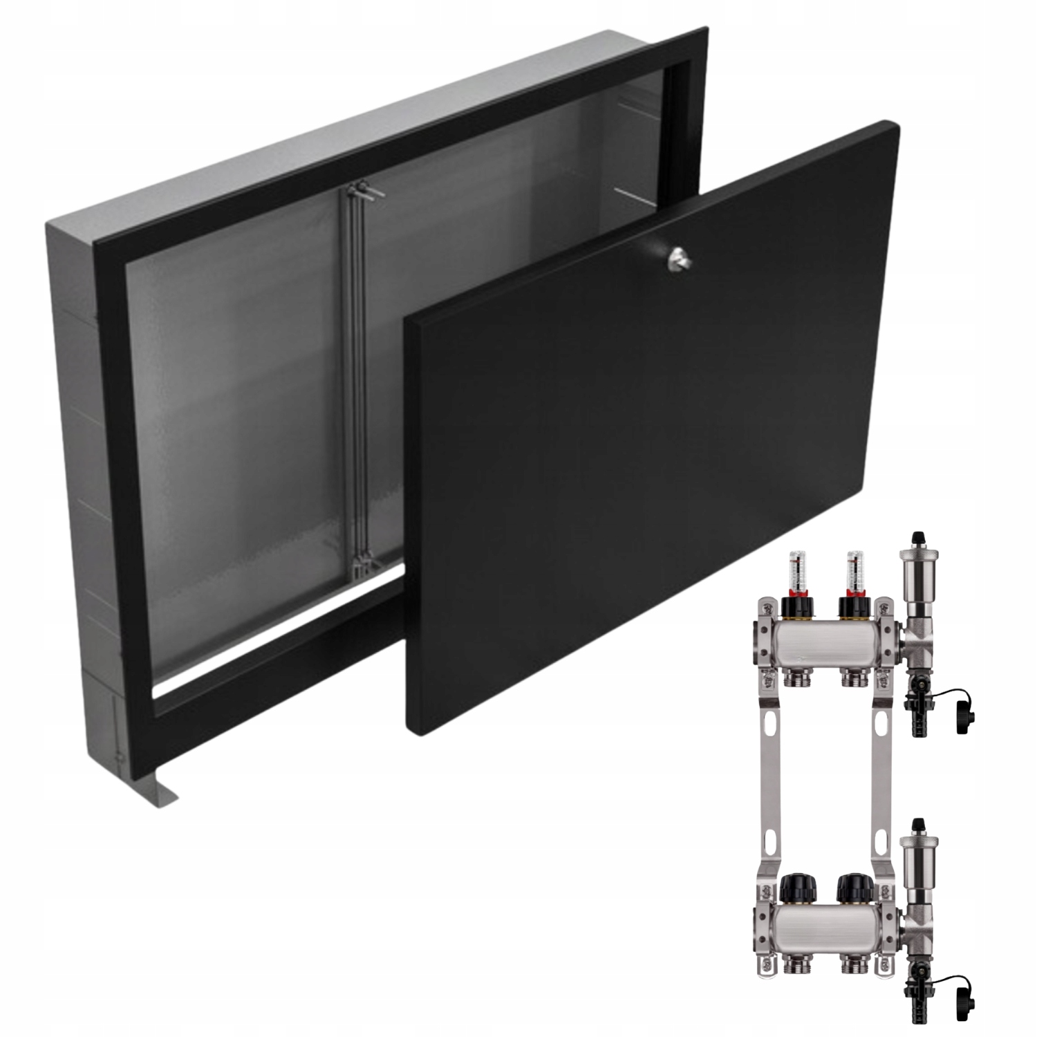 Nerezový Rozdělovač Podlahových Krytin 2+ Podomítkový Box Černý