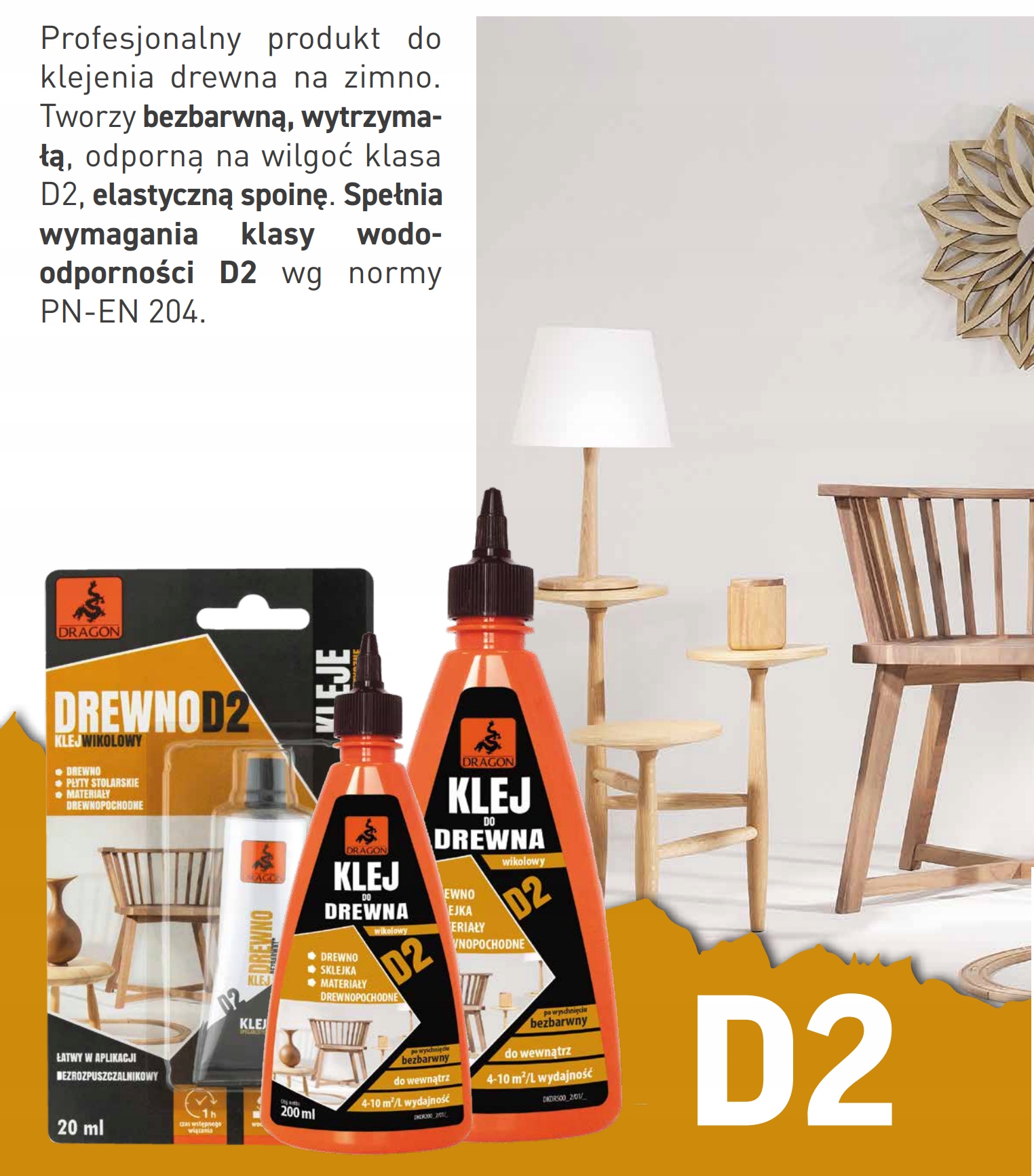 KLEJ DO DREWNA WIKOLOWY D2 20 ML DRAGON Opakowanie inne