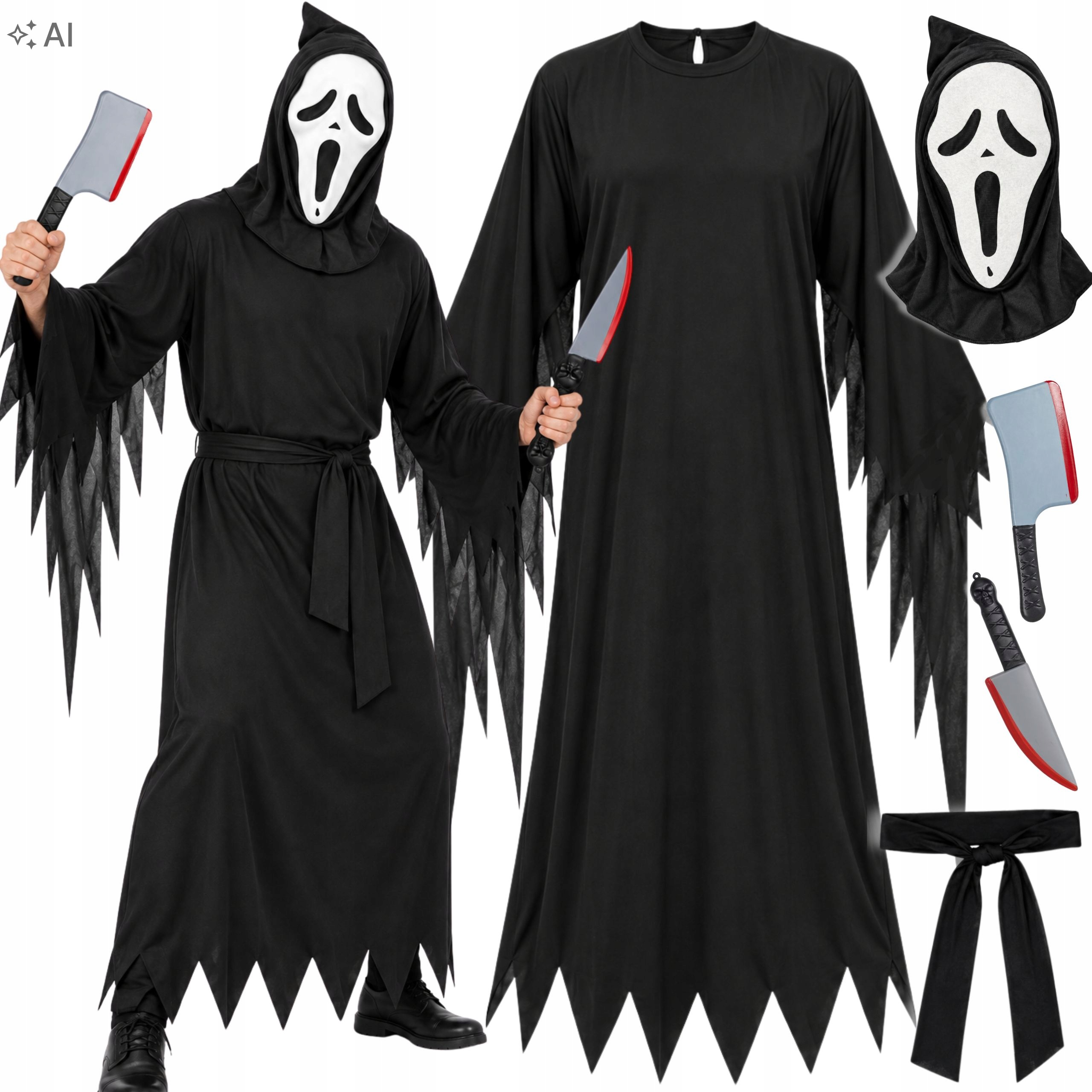 Kostým Křik Maska Na Halloween Převlek Smrti Sklizeň Nůž Sekáček L XL